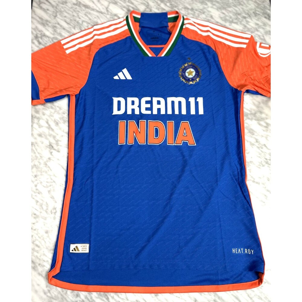 Adidas Dream 11 India Cricket JN0886 Jersey Blue & Orange Men's Medium NEW